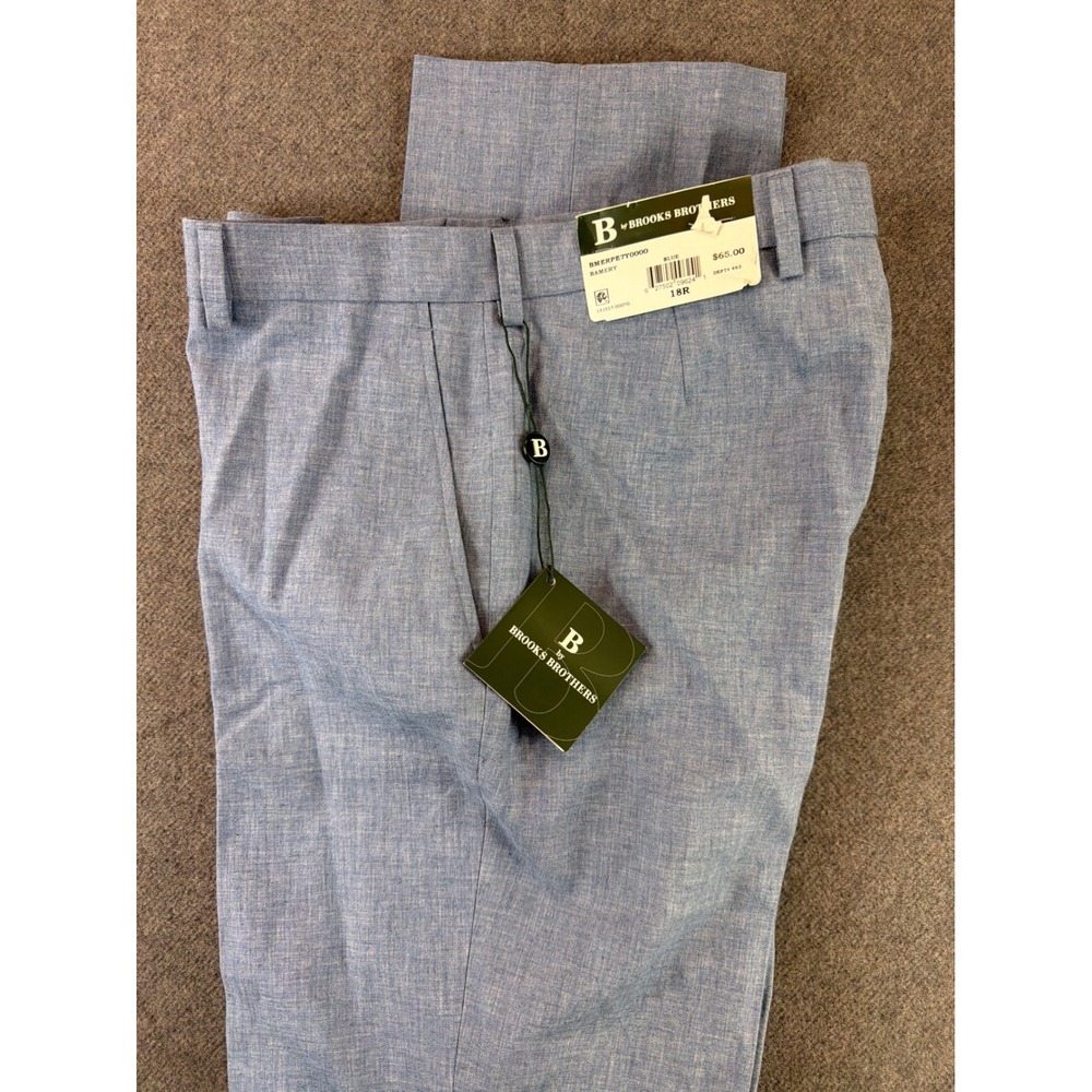 Brooks Brothers Dress Pants Boys 18R Blue Bamery Linen Blend NWT‎